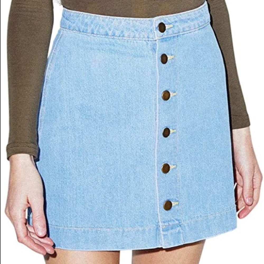 American apparel light wash denim skirt
